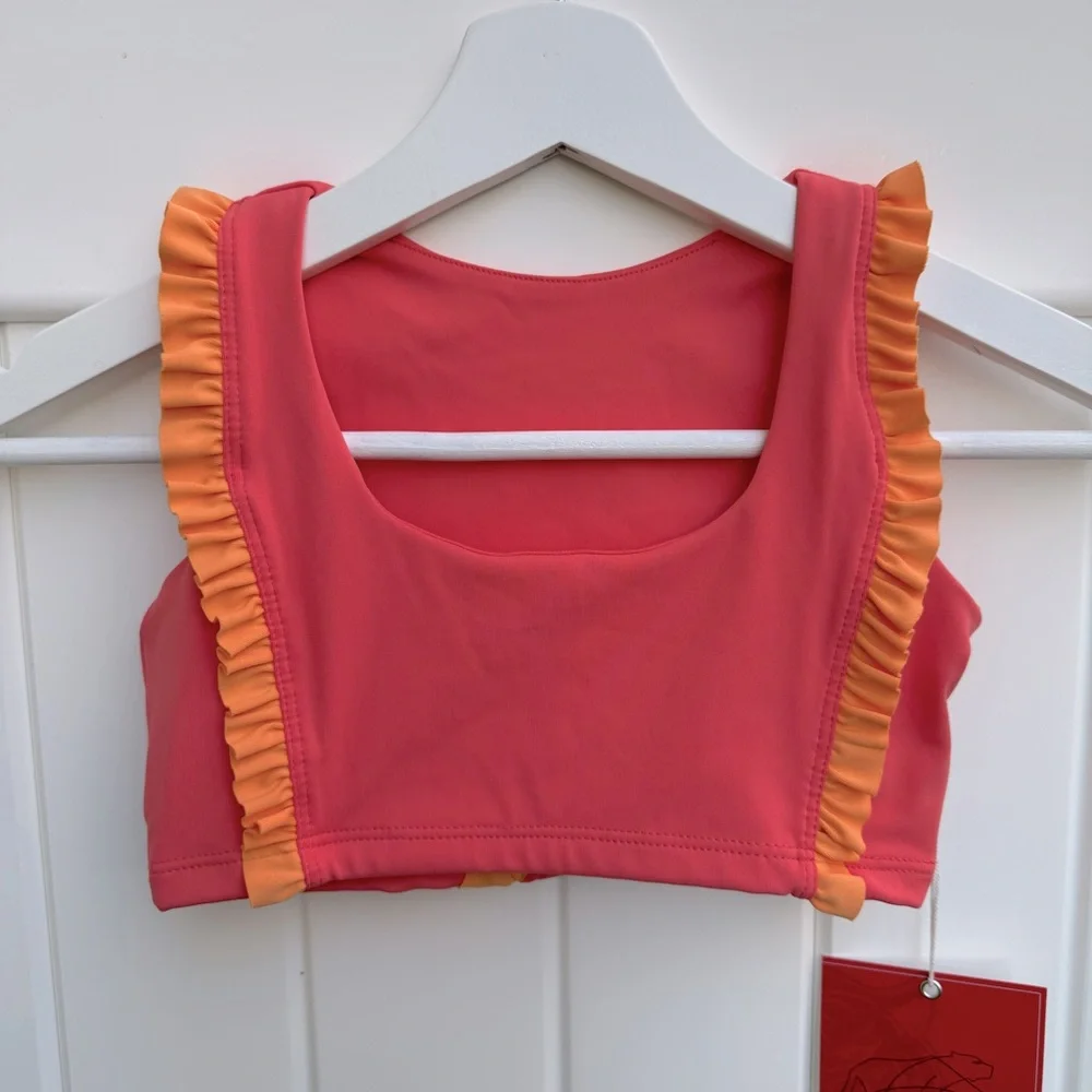 NWT Tiger Friday Dancewear Faye Reversible Crop Top Size CM Color Papaya - Picture 2 of 9